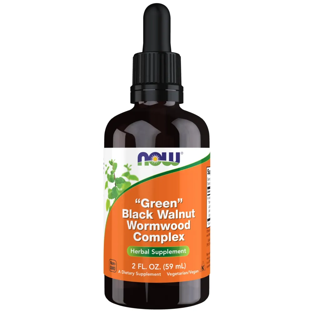 NOW Supplements, Green Black Walnut Wormwood Complex Liquid with Dropper, Herbal Supplement, 2-Ounce NOW Supplements, Green Black Walnut Wormwood Complex Liquid with Dropper, Herbal Supplement, 2-Ounce