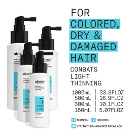 Nioxin System 3 Scalp + Hair Thickening Treatment | Serum for Colored or Damaged Hair with Light Thinning | 3.4 Fl oz.