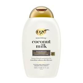 OGX Nourishing + Coconut Milk Moisturizing Shampoo, Hydrating & Restoring Shampoo Moisturizes for Soft Hair After the First Use, Paraben-Free, Sulfate-Free Surfactants, 13 fl. oz