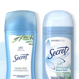 Secret Antiperspirant Deodorant Women, Shower Fresh Scent, Invisible Solid 2.6 Oz (Pack of 6)