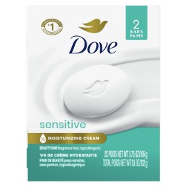 Dove Beauty Bar Soap Sensitive 2 Count for Sensitive Skin, Fragrance Free and Hypoallergenic 3.75 oz Dove Beauty Bar Soap Sensitive 2 Count for Sensitive Skin, Fragrance Free and Hypoallergenic 3.75 oz