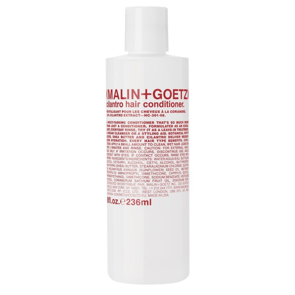 MALIN+GOETZ cilantro conditioner residue-free, lightweight scalp treatment. conditions, detangles, balances pH, intensely hydrates. tames frizz for all hair types. vegan & cruelty-free, 8 Fl oz MALIN+GOETZ cilantro conditioner residue-free, lightweight scalp treatment. conditions, detangles, balances pH, intensely hydrates. tames frizz for all hair types. vegan & cruelty-free, 8 Fl oz