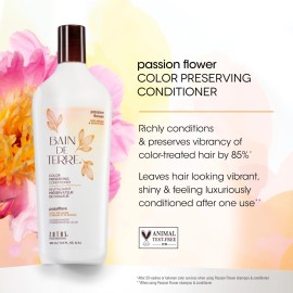 Bain de Terre Passion Flower Color Preserving Conditioner, Luxurious Hydration for Vibrant Color & Protection from Fading, with Argan & Monoi Oils, Paraben-free, Vegan, 13.5 Fl Oz