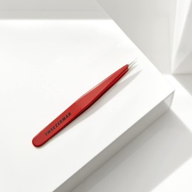 Tweezerman Stainless Steel Point Tweezer - Eyebrow Precision Tweezers, Facial and Ingrown Hair Removal (Signature Red)