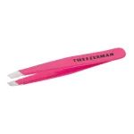 Tweezerman Mini Slant Tweezer - Tweezers for Eyebrows, Travel Tweezers for Eyebrows, Facial Hair, Ingrown Hair (Neon Pink)