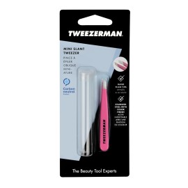 Tweezerman Mini Slant Tweezer - Tweezers for Eyebrows, Travel Tweezers for Eyebrows, Facial Hair, Ingrown Hair (Neon Pink) Tweezerman Mini Slant Tweezer - Tweezers for Eyebrows, Travel Tweezers for Eyebrows, Facial Hair, Ingrown Hair (Neon Pink)