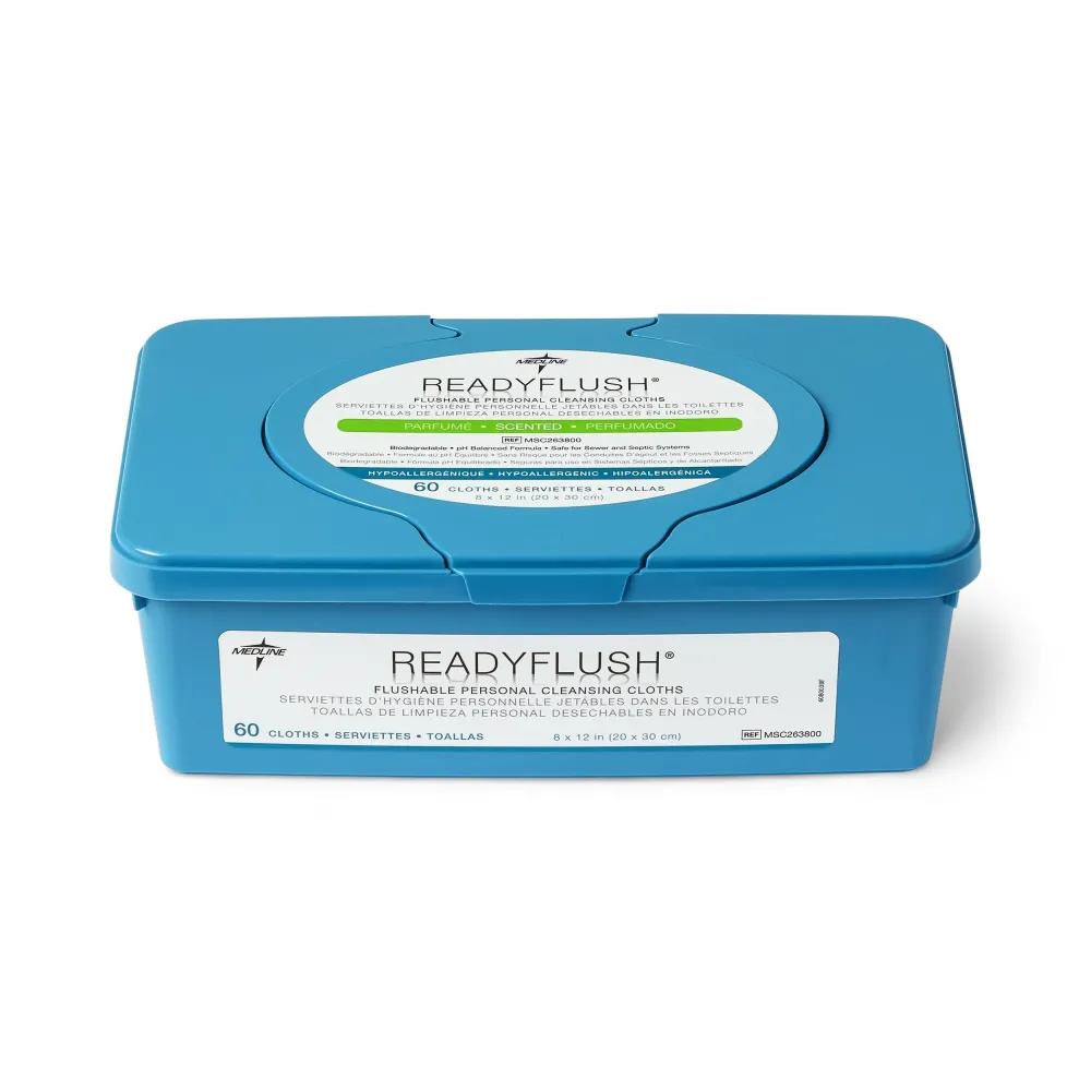 Medline ReadyFlush Flushable Wipes (60 Wipes per Tub), Scented, Biodegradable Flushable Incontinence Wet Wipes for Adults with Aloe, Hypoallergenic & pH-Balanced Personal Cleansing Cloths Medline ReadyFlush Flushable Wipes (60 Wipes per Tub), Scented, Biodegradable Flushable Incontinence Wet Wipes for Adults with Aloe, Hypoallergenic & pH-Balanced Personal Cleansing Cloths