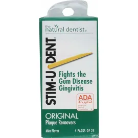Stim-U-Dent Plaque Removers 3 Packs of 4x25 Picks/Pack (300 Picks) - Mint Flavor