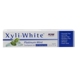 NOW Foods Solutions, Xyliwhite Toothpaste Gel, Platinum Mint, Cleanses and Whitens, Fresh Taste, 6.4-Ounce