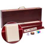 Yellow Mountain Imports American Mahjong Set - The Classic with 166 Tiles, Vintage Rosewood Veneer Case & Mahjong Accessories