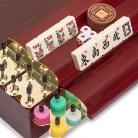 Yellow Mountain Imports American Mahjong Set - The Classic with 166 Tiles, Vintage Rosewood Veneer Case & Mahjong Accessories Yellow Mountain Imports American Mahjong Set - The Classic with 166 Tiles, Vintage Rosewood Veneer Case & Mahjong Accessories