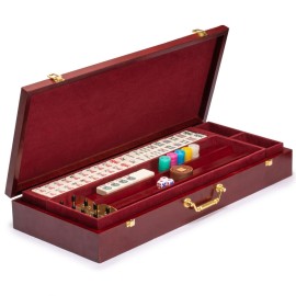 Yellow Mountain Imports American Mahjong Set - The Classic with 166 Tiles, Vintage Rosewood Veneer Case & Mahjong Accessories Yellow Mountain Imports American Mahjong Set - The Classic with 166 Tiles, Vintage Rosewood Veneer Case & Mahjong Accessories