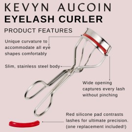 Kevyn Aucoin The Eyelash Curler: Easy use. Long-lasting curl of lashes effect. Wide opening. Stainless steel with two red lash cushions. Pro makeup artist tool for before & after mascara application Kevyn Aucoin The Eyelash Curler: Easy use. Long-lasting curl of lashes effect. Wide opening. Stainless steel with two red lash cushions. Pro makeup artist tool for before & after mascara application