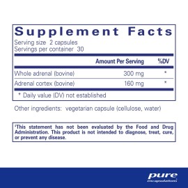 Pure Encapsulations Adrenal Cortex Supplement - Supplement to Support Cortisol Health, Energy Levels, Stress Moderation, and Gland Function - with Bovine Whole Adrenal & Cortex - 60 Capsules* Pure Encapsulations Adrenal Cortex Supplement - Supplement to Support Cortisol Health, Energy Levels, Stress Moderation, and Gland Function - with Bovine Whole Adrenal & Cortex - 60 Capsules*