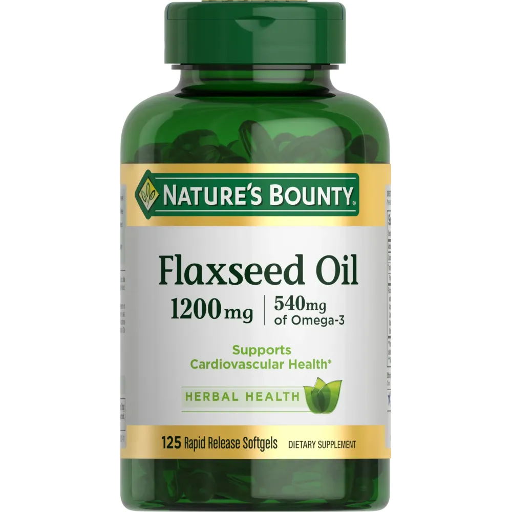 Nature\'s Bounty Flaxseed and Omega 3, Dietary Supplement, Supports Cardiovascular Health, 1200mg, Softgels, 125 ct