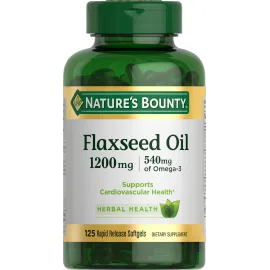 Nature\'s Bounty Flaxseed and Omega 3, Dietary Supplement, Supports Cardiovascular Health, 1200mg, Softgels, 125 ct