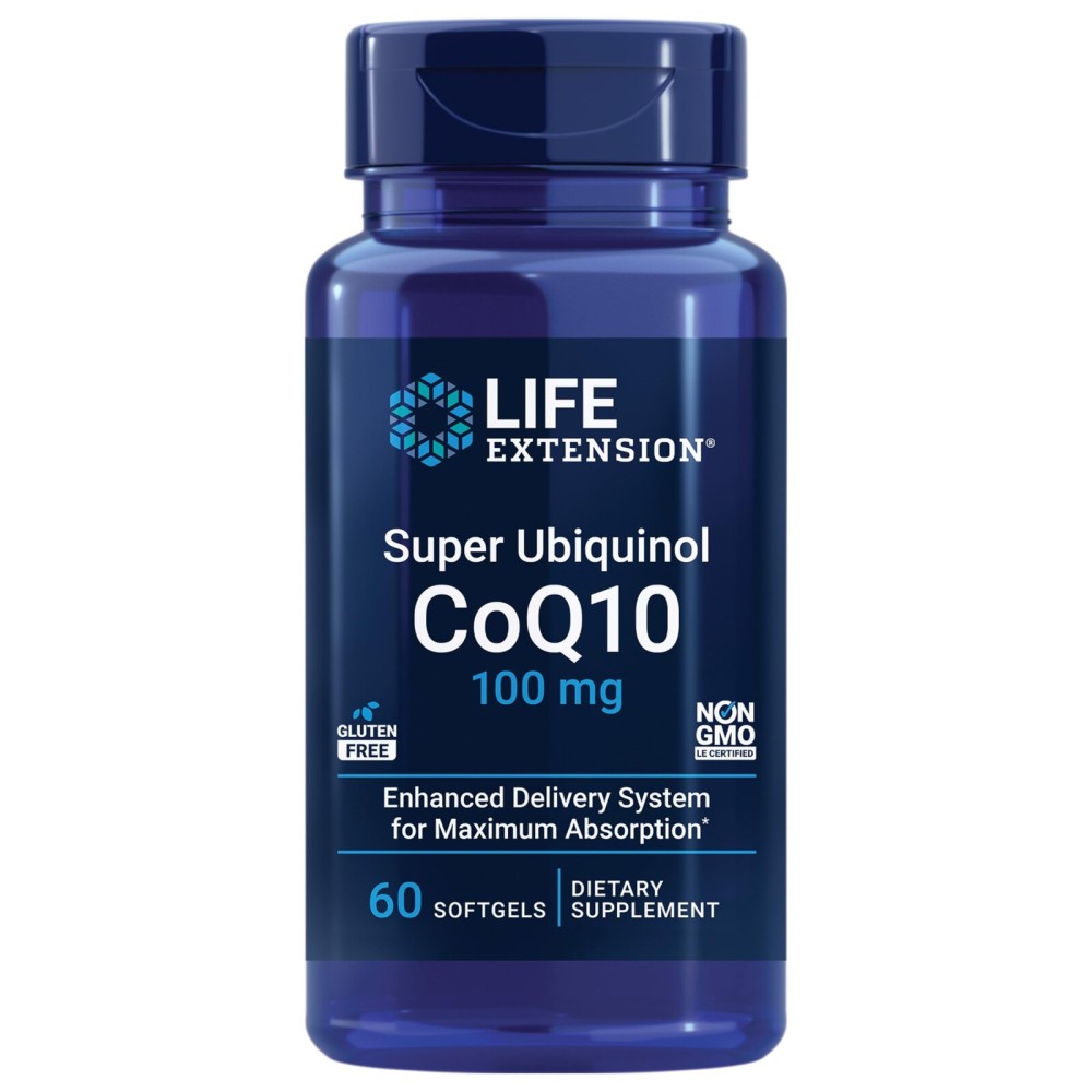 Life Extension Super Ubiquinol CoQ10, Heart Health Supplement, Cell Energy, oxidative Stress Defense, Maximum Absorption, 100 mg, Non-GMO, Gluten-Free, 60 softgels
