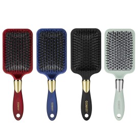 Conair Velvet Touch Paddle Cushion hair brush - Detangling hairbrush - curly or straight styles - men or women - detangler - features soft touch handle - Colors at Random