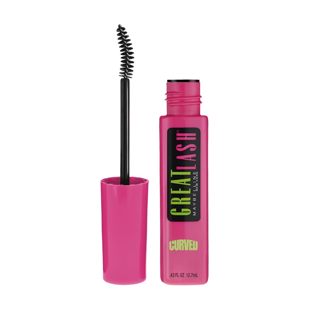 Maybelline Great Lash Curved Brush Washable Mascara, Volumizing, Lengthening and Curling Mascara, Blackest Black, 1 Count Maybelline Great Lash Curved Brush Washable Mascara, Volumizing, Lengthening and Curling Mascara, Blackest Black, 1 Count