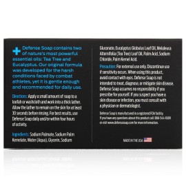 Defense Soap 4.2 Oz Bar - 100% Natural Tea Tree and Eucalyptus Oil