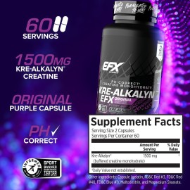 EFX Sports Kre-Alkalyn EFX | pH Correct Creatine Monohydrate Pill Supplement | Strength, Muscle Growth & Performance | 60 Servings, 120 Capsules EFX Sports Kre-Alkalyn EFX | pH Correct Creatine Monohydrate Pill Supplement | Strength, Muscle Growth & Performance | 60 Servings, 120 Capsules