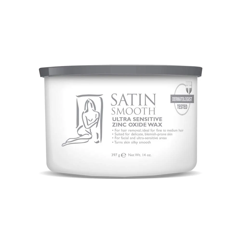 Satin Smooth Ultra Sensitive Zinc Oxide Wax, Hair Removal for Fine to Medium Hair, Safe for Delicate & Sensitive Skin, Waxing Kit, 14 oz, 1-Pack Satin Smooth Ultra Sensitive Zinc Oxide Wax, Hair Removal for Fine to Medium Hair, Safe for Delicate & Sensitive Skin, Waxing Kit, 14 oz, 1-Pack