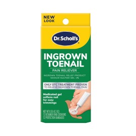 Dr. Scholl\'s Ingrown Toenail Pain Reliever, 0.3oz // Medicated Gel Softens Nails for Easy Trimming and Foam Ring and Bandage Protect the Affected Area White