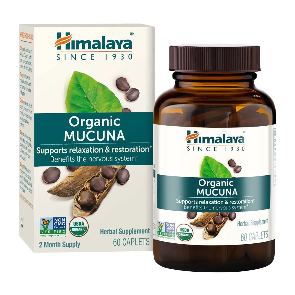 Himalaya Organic Mucuna/Pruriens Herbal Supplement, Supports Relaxation, Tension Relief, Brain Function, Non-GMO, USDA Organic, Vegan, Gluten Free, 600 mg, 60 Plant-Caplets, 60 Day Supply Himalaya Organic Mucuna/Pruriens Herbal Supplement, Supports Relaxation, Tension Relief, Brain Function, Non-GMO, USDA Organic, Vegan, Gluten Free, 600 mg, 60 Plant-Caplets, 60 Day Supply