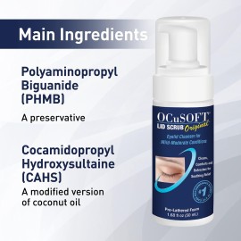 OCuSOFT Lid Scrub Original Compliance Kit - Instant Foaming Eyelid Scrub & Lint-Free Wipes - Daily Eyelid Kit to Remove Oil, Dust, Pollen & Eye Makeup - 1.68 fl oz & 100 Dry Pads OCuSOFT Lid Scrub Original Compliance Kit - Instant Foaming Eyelid Scrub & Lint-Free Wipes - Daily Eyelid Kit to Remove Oil, Dust, Pollen & Eye Makeup - 1.68 fl oz & 100 Dry Pads