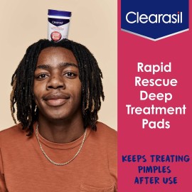 Clearasil Rapid Rescue Deep Treatment Acne Face Pads, Maximum Strenght with 2% Salicylic Acid Acne Treatment Medicine, 90 Count Clearasil Rapid Rescue Deep Treatment Acne Face Pads, Maximum Strenght with 2% Salicylic Acid Acne Treatment Medicine, 90 Count