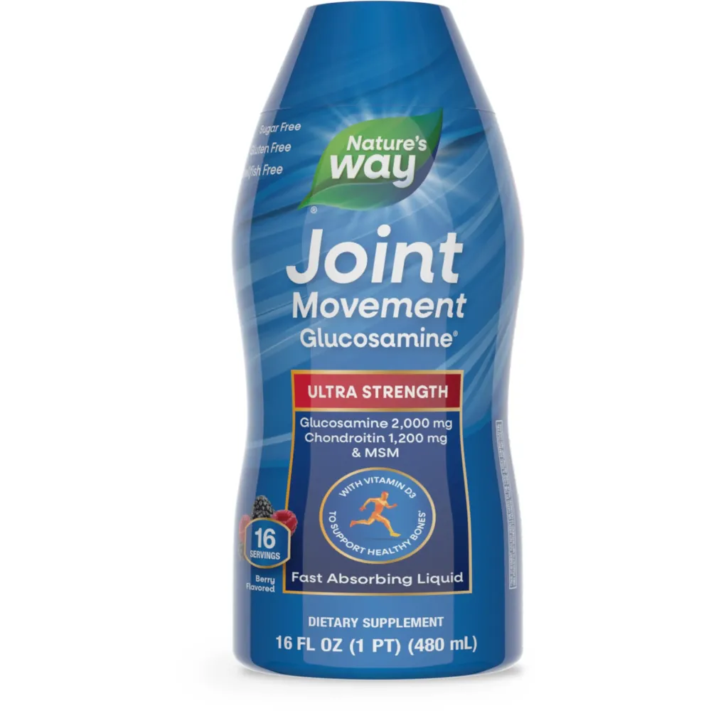 Nature\'s Way Joint Movement Glucosamine Fast Absorbing Liquid, Ultra Strength, Supports Healthy Bones*, Chondroitin, and MSM with Vitamin D3, Berry Flavored, 16 Fl Oz (Packaging May Vary) Nature\'s Way Joint Movement Glucosamine Fast Absorbing Liquid, Ultra Strength, Supports Healthy Bones*, Chondroitin, and MSM with Vitamin D3, Berry Flavored, 16 Fl Oz (Packaging May Vary)