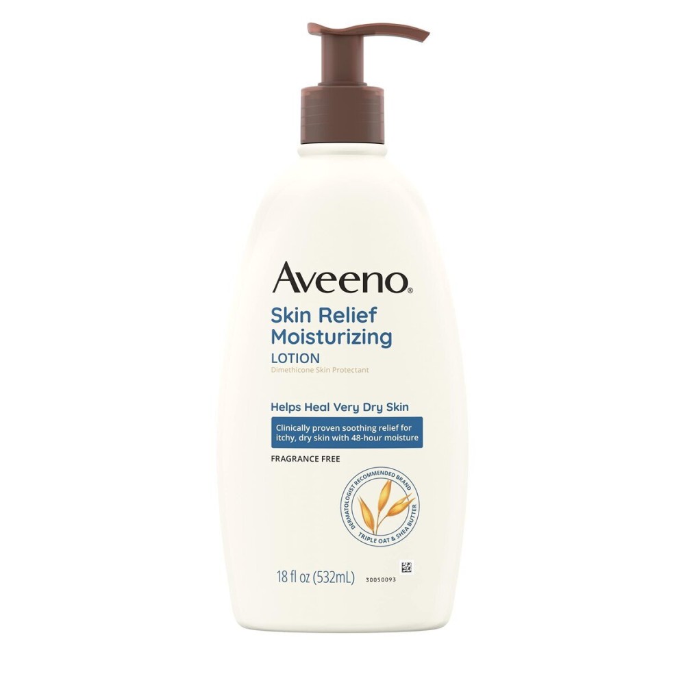 Aveeno Skin Relief Fragrance-Free Moisturizing Lotion for Sensitive Skin, with Natural Shea Butter & Triple Oat Complex, Unscented Therapeutic Body Lotion for Itchy, Extra-Dry Skin, 18 fl. oz Aveeno Skin Relief Fragrance-Free Moisturizing Lotion for Sensitive Skin, with Natural Shea Butter & Triple Oat Complex, Unscented Therapeutic Body Lotion for Itchy, Extra-Dry Skin, 18 fl. oz