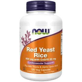 NOW Foods Supplements, Red Yeast Rice with CoQ10, plus Milk Thistle & Alpha Lipoic Acid, 120 Veg Capsules