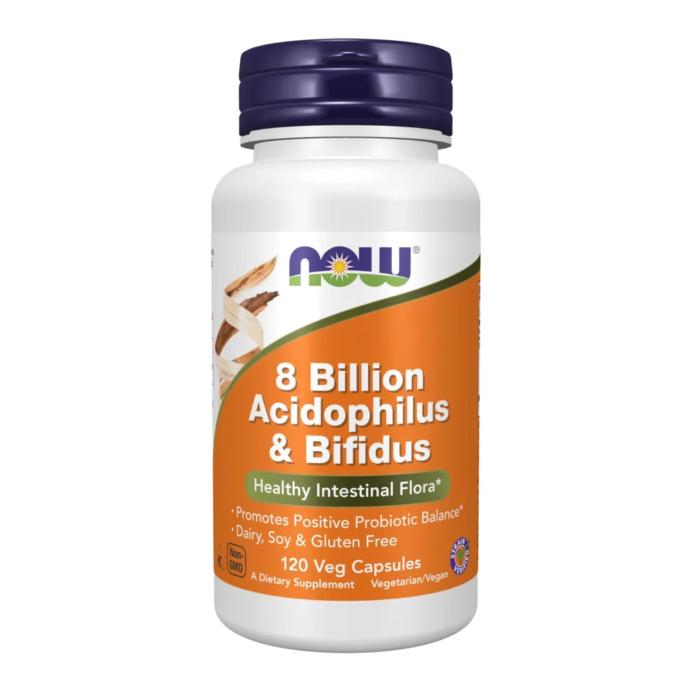 NOW Foods Supplements, 8 Billion Acidophilus & Bifidus, Dairy, Soy and Gluten Free, Strain Verified, 120 Veg Capsules NOW Foods Supplements, 8 Billion Acidophilus & Bifidus, Dairy, Soy and Gluten Free, Strain Verified, 120 Veg Capsules