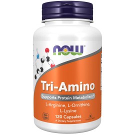 NOW Foods Supplements, Tri-Amino with L-Arginine, L-Ornithine, L-Lysine, Supports Protein Metabolism*, 120 Capsules NOW Foods Supplements, Tri-Amino with L-Arginine, L-Ornithine, L-Lysine, Supports Protein Metabolism*, 120 Capsules