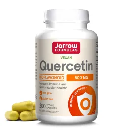 Jarrow Formulas Quercetin Supplements - 500 mg, Antioxidant Support for Cardiovascular and Immune Health, Supplement with 200 Veggie Capsules Jarrow Formulas Quercetin Supplements - 500 mg, Antioxidant Support for Cardiovascular and Immune Health, Supplement with 200 Veggie Capsules