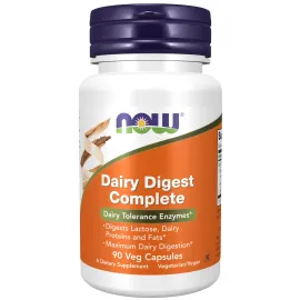 NOW Foods Supplements, Dairy Digest Complete, Digests Lactose, Dairy Proteins and Fats*, Dairy Tolerance Enzymes*, 90 Veg Capsules