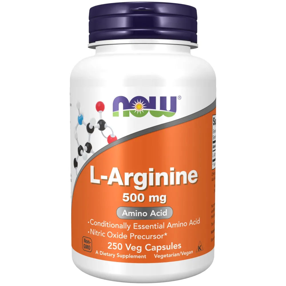 NOW Foods Supplements, L-Arginine 500 mg, Nitric Oxide Precursor*, Amino Acid, 250 Veg Capsules NOW Foods Supplements, L-Arginine 500 mg, Nitric Oxide Precursor*, Amino Acid, 250 Veg Capsules