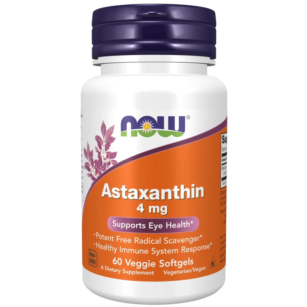 NOW Foods Supplements, Astaxanthin 4 mg, features Zanthin, Supports Eye Health*, 60 Veg Softgels NOW Foods Supplements, Astaxanthin 4 mg, features Zanthin, Supports Eye Health*, 60 Veg Softgels