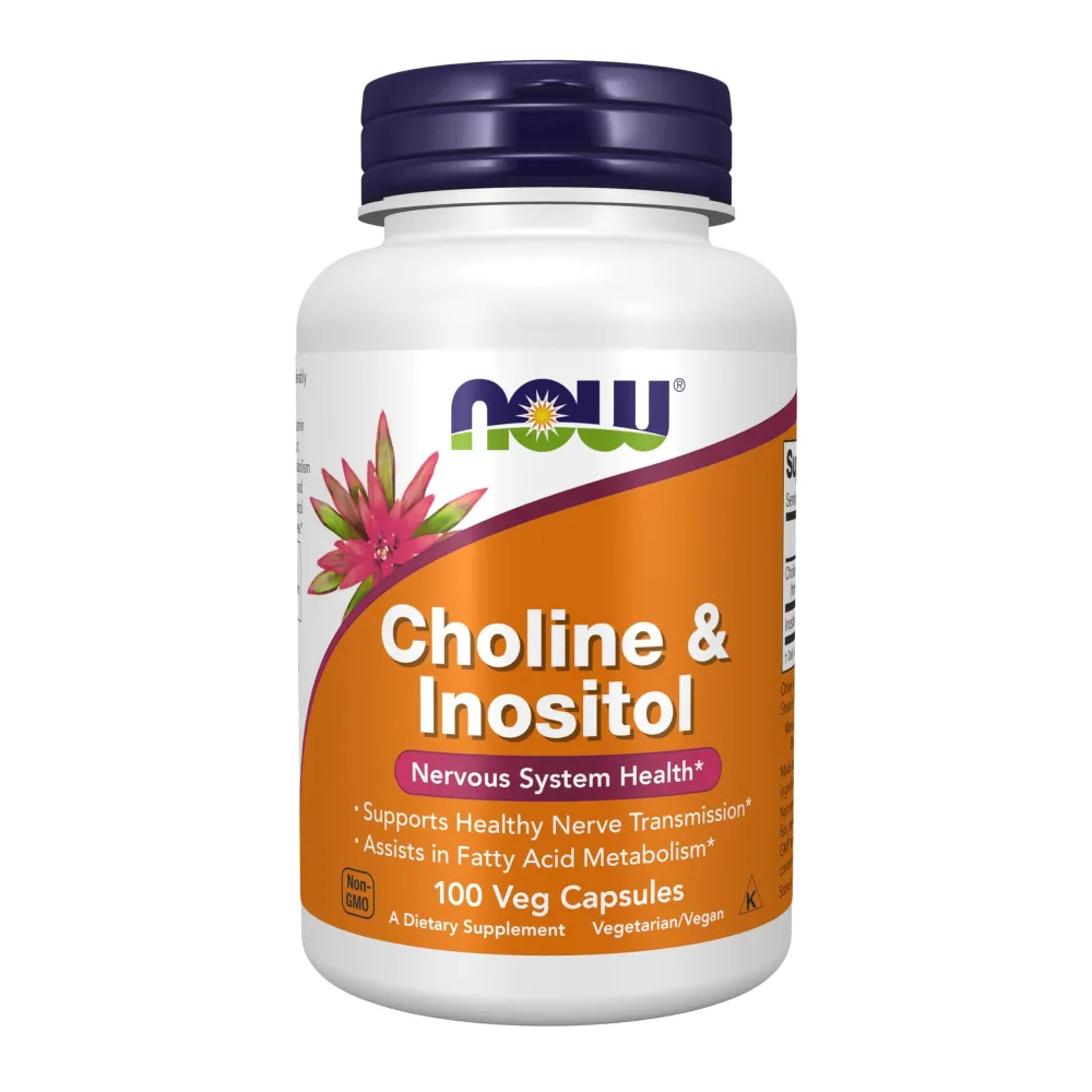 NOW Foods Supplements, Choline & Inositol 500 mg, Healthy Nerve Transmission*, Nervous System Health*, 100 Capsules NOW Foods Supplements, Choline & Inositol 500 mg, Healthy Nerve Transmission*, Nervous System Health*, 100 Capsules