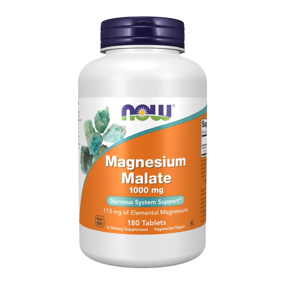 NOW Foods Supplements, Magnesium Malate 1000 mg, Energy Production*, Nervous System Support*, 180 Tablets NOW Foods Supplements, Magnesium Malate 1000 mg, Energy Production*, Nervous System Support*, 180 Tablets