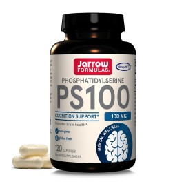 Jarrow Formulas PS100 Phosphatidylserine, 100 mg, Dietary Supplement for Brain Health and Cognition Support, 120 Capsules, Up to a 120 Day Supply