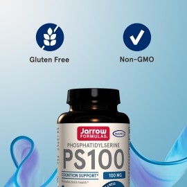 Jarrow Formulas PS100 Phosphatidylserine, 100 mg, Dietary Supplement for Brain Health and Cognition Support, 120 Capsules, Up to a 120 Day Supply Jarrow Formulas PS100 Phosphatidylserine, 100 mg, Dietary Supplement for Brain Health and Cognition Support, 120 Capsules, Up to a 120 Day Supply