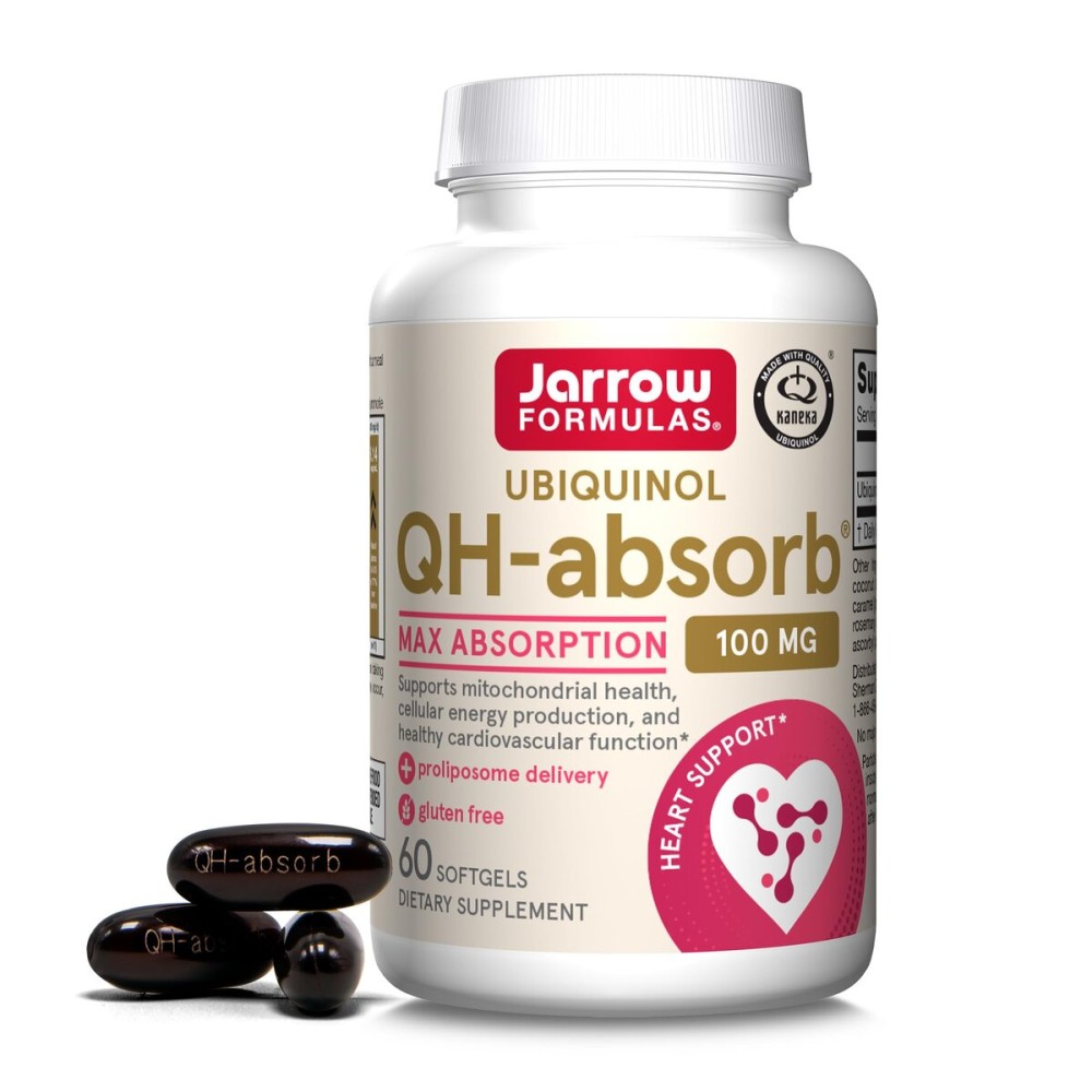 Jarrow Formulas QH-Absorb, 100 mg, Ubiquinol Dietary Supplement for Healthy Cardiovascular Function, 60 Softgels, 60 Day Supply