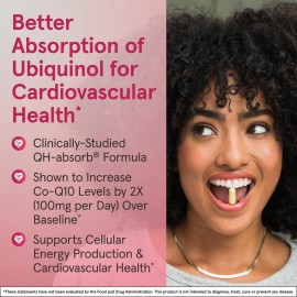 Jarrow Formulas QH-Absorb, 100 mg, Ubiquinol Dietary Supplement for Healthy Cardiovascular Function, 60 Softgels, 60 Day Supply