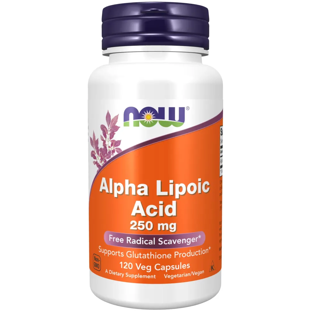 NOW Foods Supplements, Alpha Lipoic Acid 250 mg, Supports Glutathione Production*, Free Radical Scavenger*, 120 Veg Capsules NOW Foods Supplements, Alpha Lipoic Acid 250 mg, Supports Glutathione Production*, Free Radical Scavenger*, 120 Veg Capsules