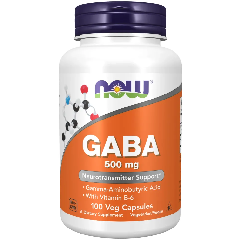 NOW Foods Supplements, GABA (Gamma-Aminobutyric Acid) 500 mg + B-6, Natural Neurotransmitter*, 100 Veg Capsules NOW Foods Supplements, GABA (Gamma-Aminobutyric Acid) 500 mg + B-6, Natural Neurotransmitter*, 100 Veg Capsules