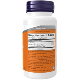 NOW Foods Supplements, L-Theanine 100 mg with Decaf Green Tea, Stress Management*, 90 Veg Capsules