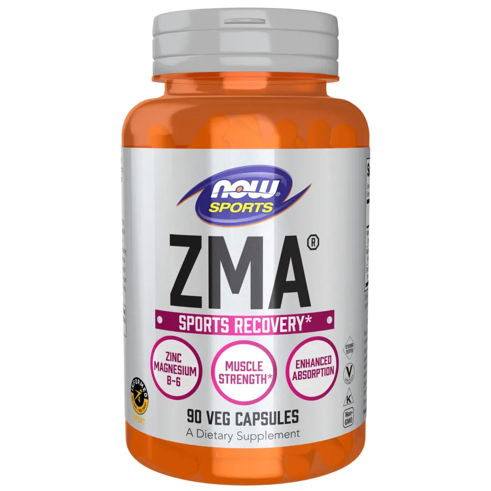 NOW Foods Sports Nutrition, ZMA (Zinc, Magnesium and Vitamin B-6), Enhanced Absorption, Sports Recovery*, 90 Capsules NOW Foods Sports Nutrition, ZMA (Zinc, Magnesium and Vitamin B-6), Enhanced Absorption, Sports Recovery*, 90 Capsules