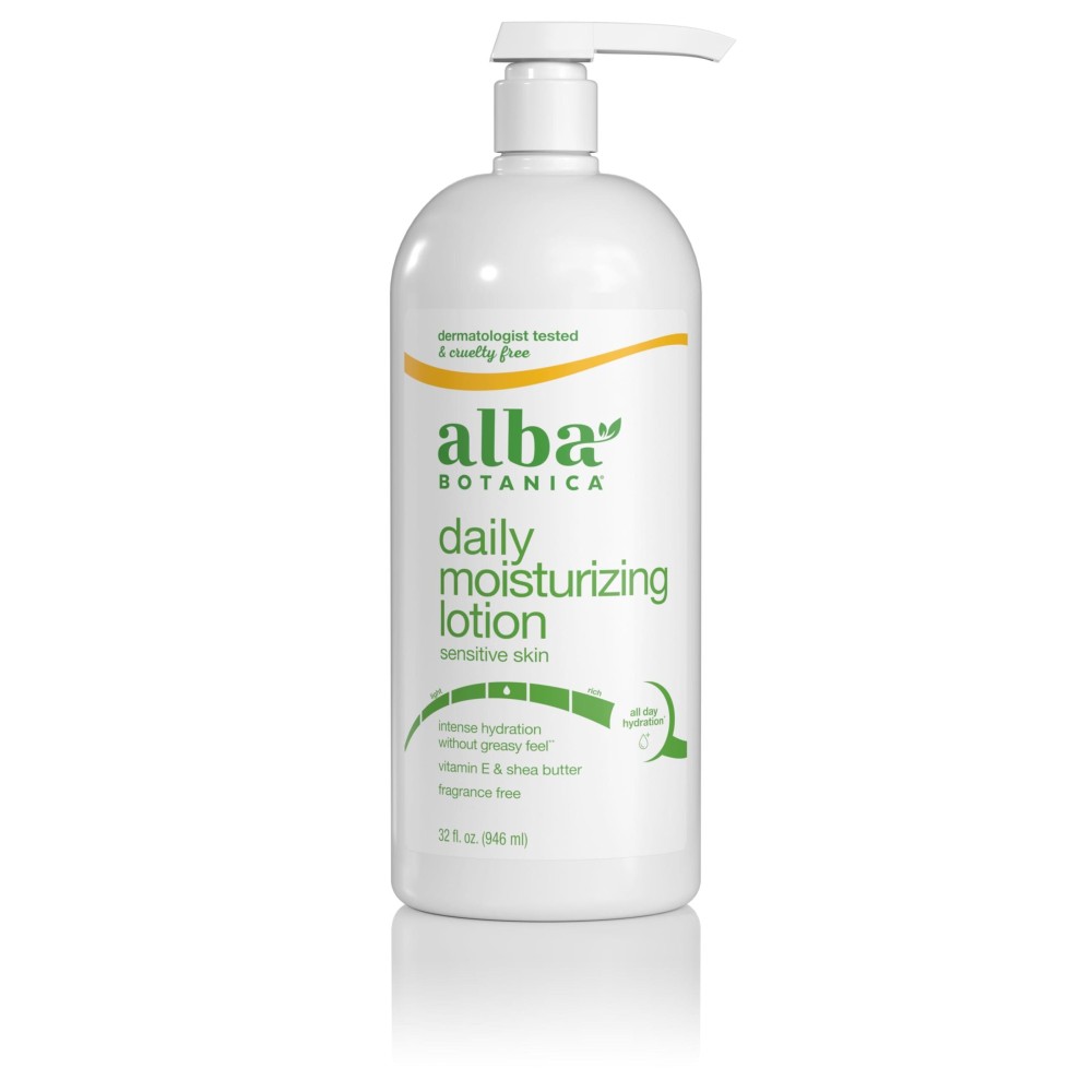 Alba Botanica Daily Moisturizing Lotion, Sensitive Skin, Fragrance Free, 32 Oz (Packaging May Vary) Alba Botanica Daily Moisturizing Lotion, Sensitive Skin, Fragrance Free, 32 Oz (Packaging May Vary)